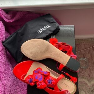 Sebastiana Orange  and Purple Floral Women's Sandals